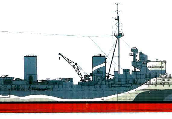 Cruiser HMS Aurora 1942 [Light Cruiser] - drawings, dimensions, pictures